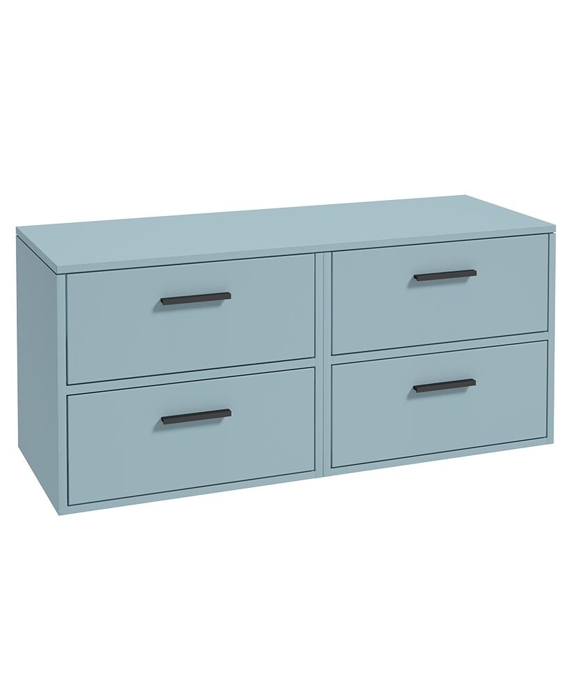 SONAS FINLAND 120cm Morning Sky Blue Matt Countertop Wall Hung Vanity Unit -Matt Black Handle