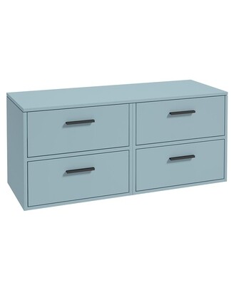 SONAS FINLAND 120cm Morning Sky Blue Matt Countertop Wall Hung Vanity Unit -Matt Black Handle