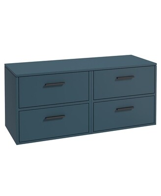 SONAS FINLAND 120cm Ocean Blue Matt Countertop Wall Hung Vanity Unit -Matt Black Handle