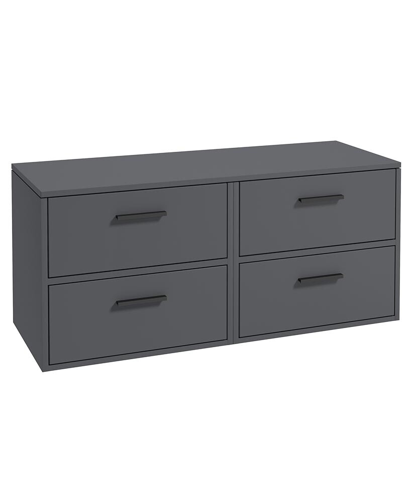 SONAS FINLAND 120cm Midnight Grey Matt Countertop Wall Hung Vanity Unit -Matt Black Handle