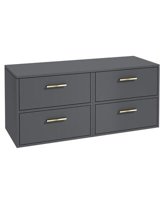 SONAS FINLAND 120cm Midnight Grey Matt Countertop Wall Hung Vanity Unit -Brushed Gold Handle