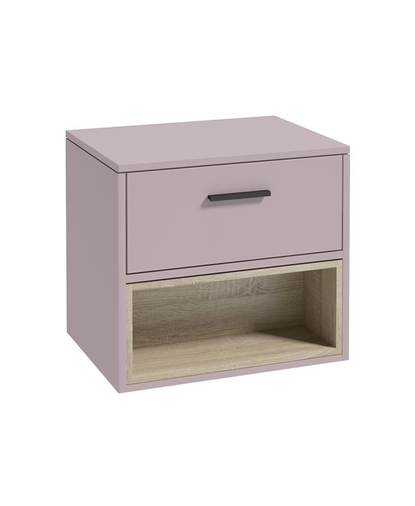 SONAS MALMO 60cm Matt Cashmere Pink Single Drawer Countertop Vanity Unit - Matt Black handle