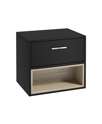 SONAS MALMO 60cm Matt Black Single Drawer Countertop Vanity Unit - Brushed Chrome handle