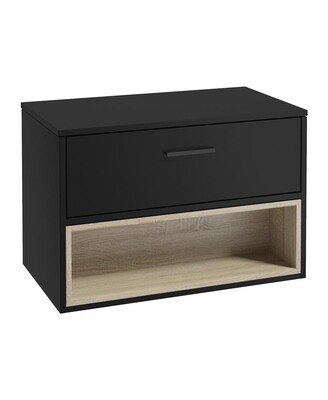 SONAS MALMO 80cm Matt Black Single Drawer Countertop Vanity Unit - Matt Black Handle