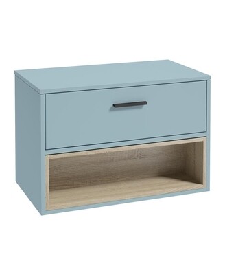 SONAS MALMO 80cm Matt Morning Sky Blue Single Drawer Countertop Vanity Unit - Matt Black Handle