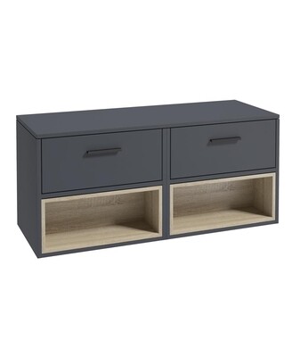 SONAS MALMO 120cm Matt Night Sky Blue Two Drawer Countertop Vanity Unit - Matt Black Handle