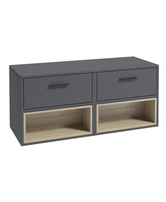 SONAS MALMO 120cm Matt Midnight Grey Two Drawer Countertop Vanity Unit - Matt Black Handle