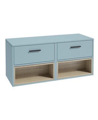SONAS MALMO 120cm Matt Morning Sky Blue Two Drawer Countertop Vanity Unit - Matt Black Handle