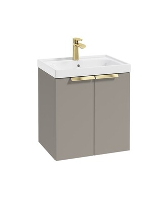 SONAS STOCKHOLM 50cm Two Door Wall Hung Matt Khaki Vanity Unit - Brushed Gold Handles