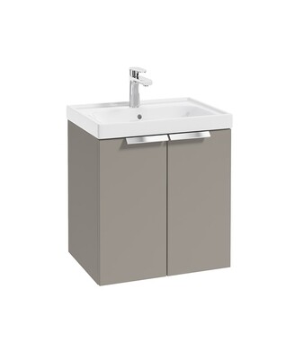 SONAS STOCKHOLM 50cm Two Door Wall Hung Matt Khaki Vanity Unit - Brushed Chrome Handles