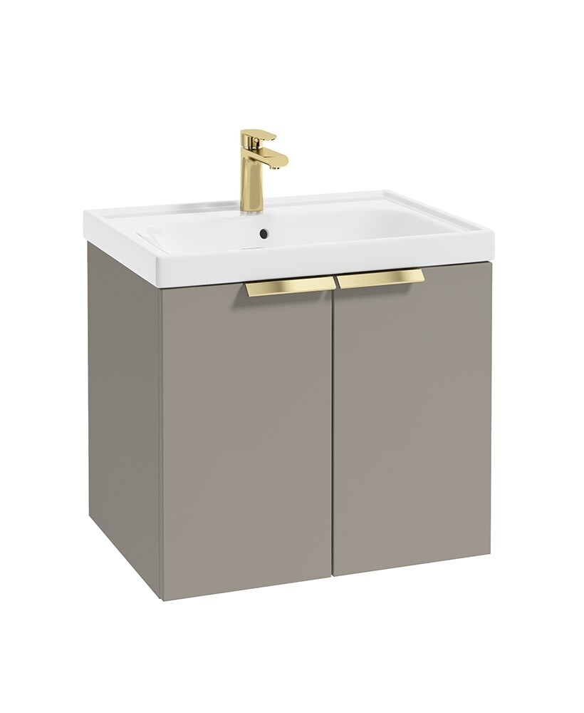 SONAS STOCKHOLM 60cm Two Door Wall Hung Matt Khaki Vanity Unit - Brushed Gold Handles
