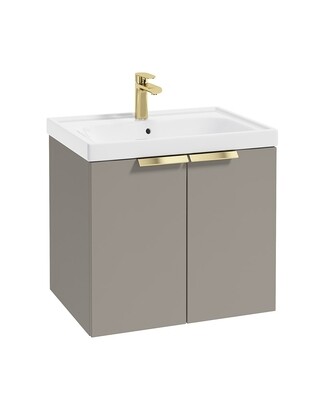 SONAS STOCKHOLM 60cm Two Door Wall Hung Matt Khaki Vanity Unit - Brushed Gold Handles