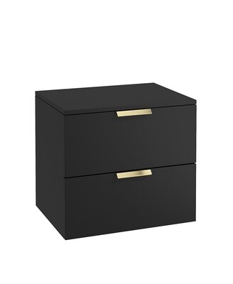 SONAS STOCKHOLM 60cm Two Drawer Wall Hung Matt Black Countertop Vanity Unit - Brushed Gold Handles