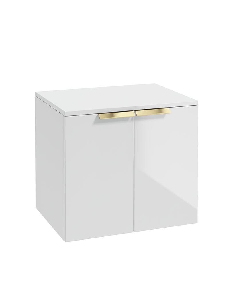 SONAS STOCKHOLM 60cm Two Door Countertop Wall Hung Gloss White - Gold Handles