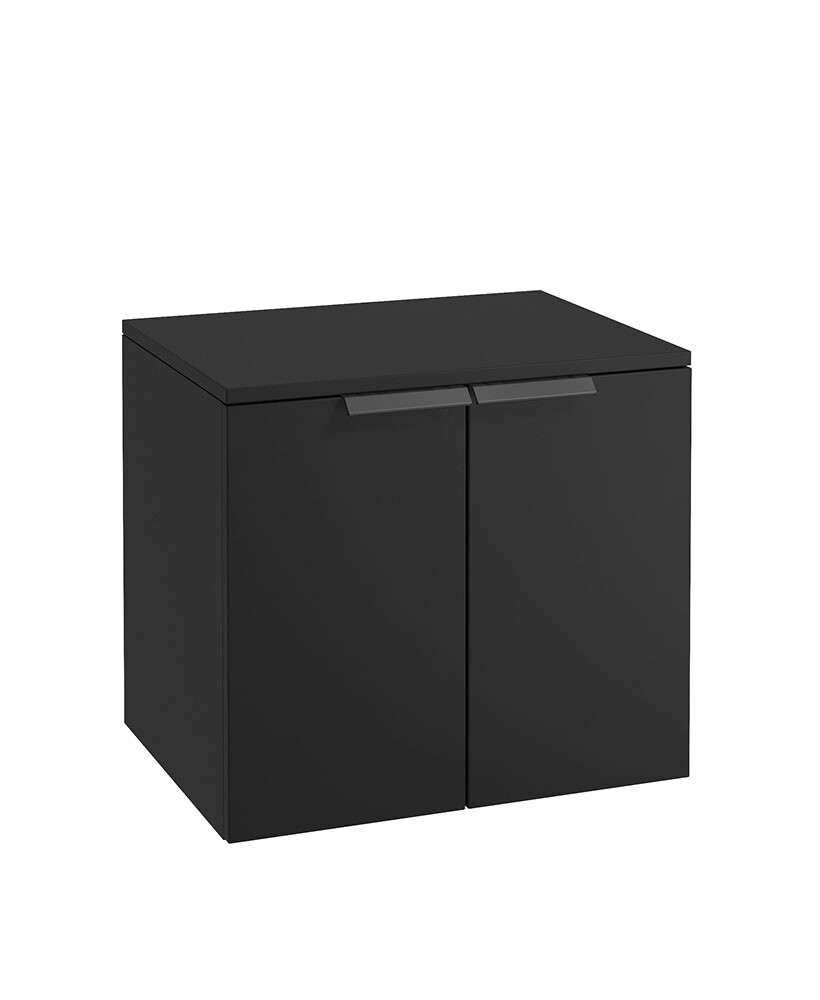SONAS STOCKHOLM 60cm Two Door Countertop Wall Hung Matt Black- Black Handles