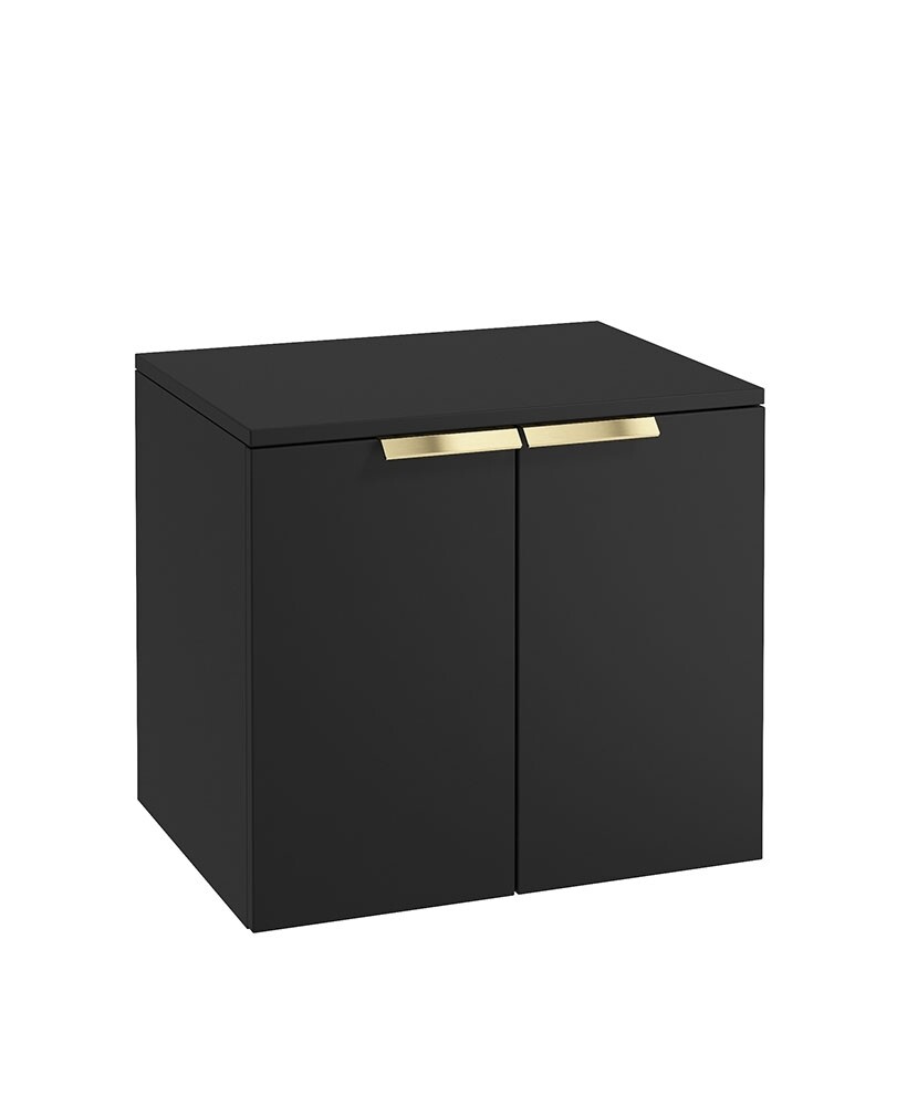 SONAS STOCKHOLM 60cm Two Door Countertop Wall Hung Matt Black- Gold Handles