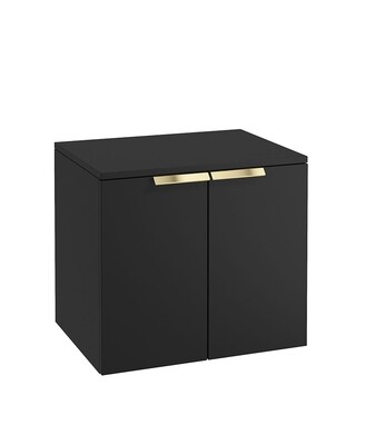 SONAS STOCKHOLM 60cm Two Door Countertop Wall Hung Matt Black- Gold Handles