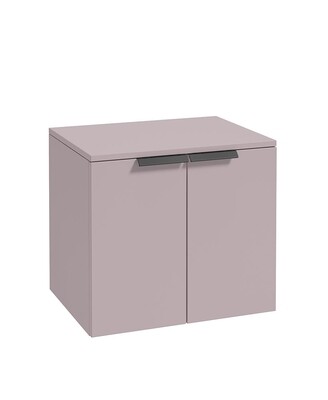 SONAS STOCKHOLM 60cm Two Door Countertop Wall Hung Matt Cashmere Pink- Black Handles