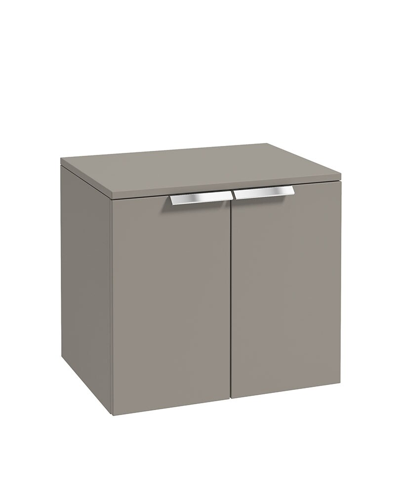 SONAS STOCKHOLM 60cm Two Door Countertop Wall Hung Khaki Matt - Chrome Handles