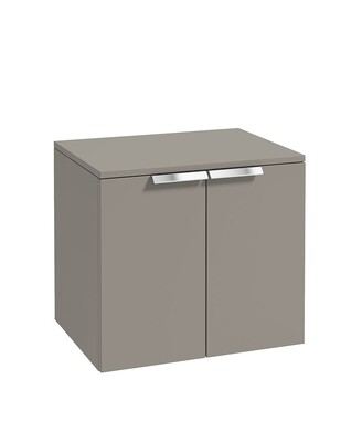 SONAS STOCKHOLM 60cm Two Door Countertop Wall Hung Khaki Matt - Chrome Handles