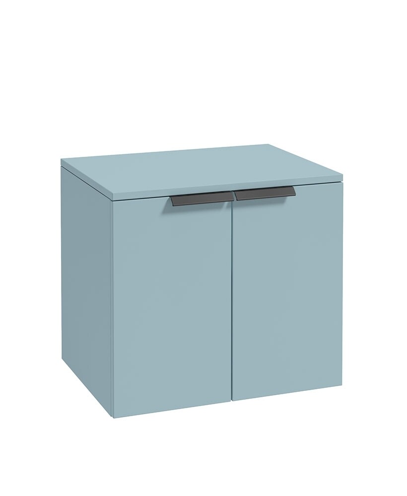 SONAS STOCKHOLM 60cm Two Door Countertop Wall Hung Matt Morning Sky Blue- Black Handles