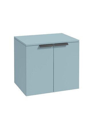 SONAS STOCKHOLM 60cm Two Door Countertop Wall Hung Matt Morning Sky Blue- Black Handles