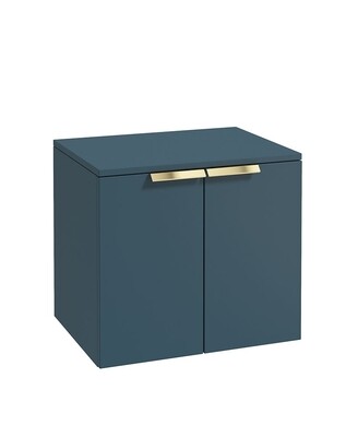 SONAS STOCKHOLM 60cm Two Door Countertop Wall Hung Ocean Blue Matt - Gold Handles