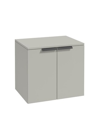 SONAS STOCKHOLM 60cm Two Door Countertop Wall Hung Arctic Grey Matt - Black Handles