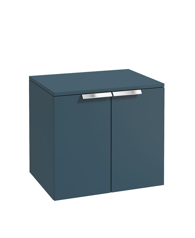 SONAS STOCKHOLM 60cm Two Door Countertop Wall Hung Ocean Blue Matt - Chrome Handles