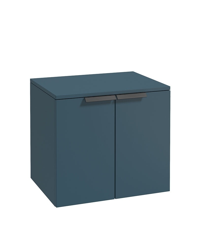SONAS STOCKHOLM 60cm Two Door Countertop Wall Hung Ocean Blue Matt - Black Handles