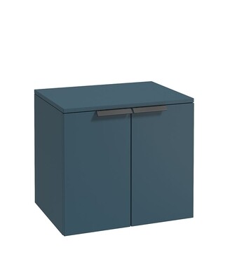 SONAS STOCKHOLM 60cm Two Door Countertop Wall Hung Ocean Blue Matt - Black Handles