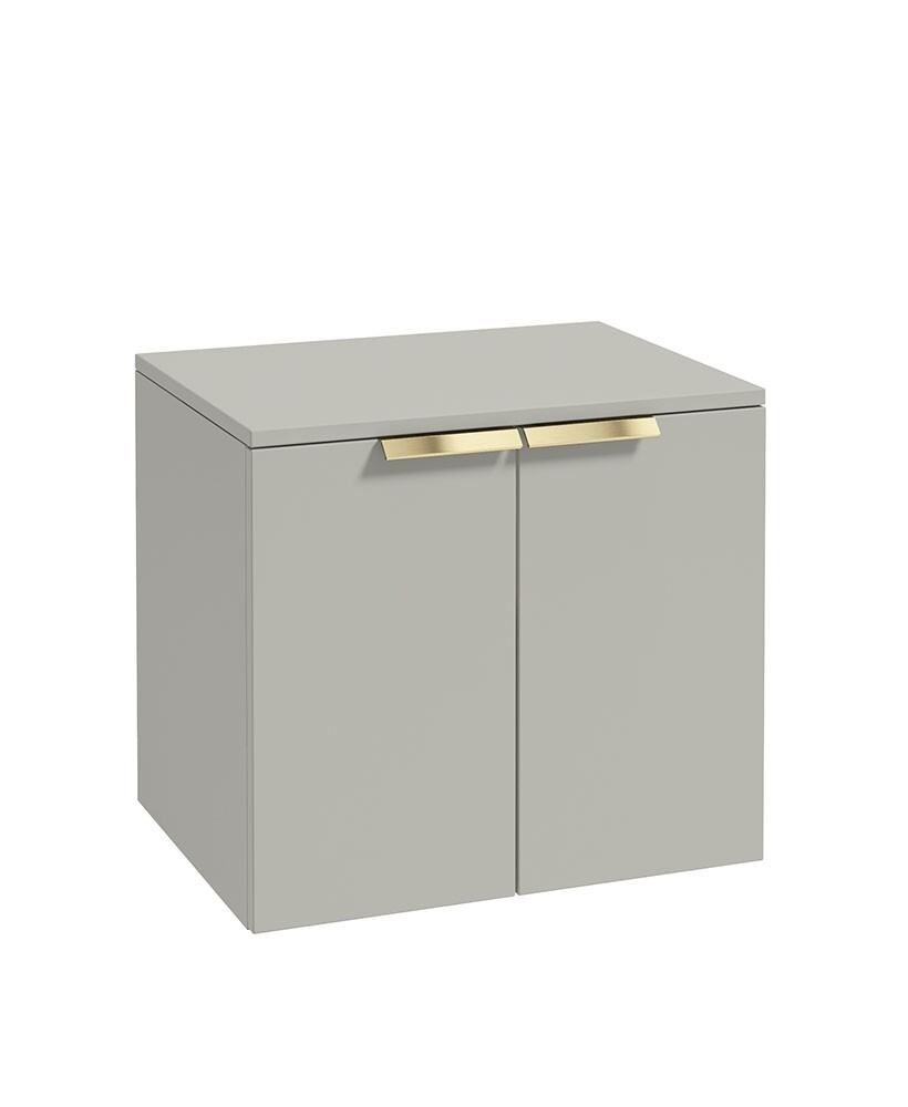 SONAS STOCKHOLM 60cm Two Door Countertop Wall Hung Arctic Grey Matt - Gold Handles