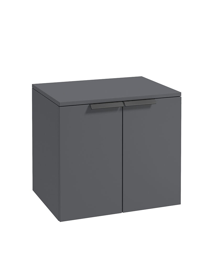 SONAS STOCKHOLM 60cm Two Door Countertop Wall Hung Midnight Grey Matt - Black Handles