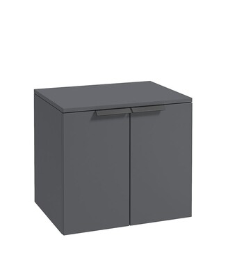 SONAS STOCKHOLM 60cm Two Door Countertop Wall Hung Midnight Grey Matt - Black Handles