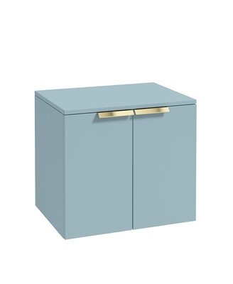 SONAS STOCKHOLM 60cm Two Door Countertop Wall Hung Matt Morning Sky Blue- Gold Handles