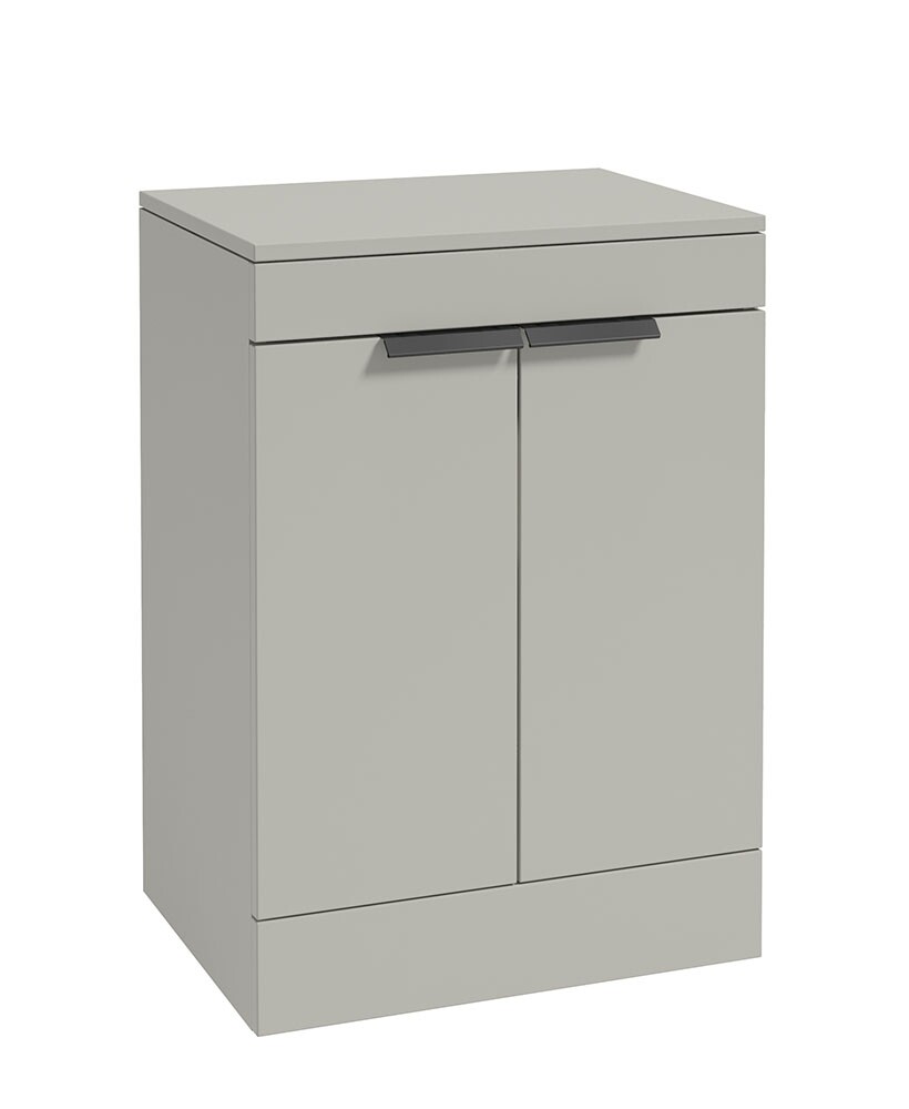 SONAS STOCKHOLM 60cm Floor Standing Two Door Matt Khaki Countertop Vanity Unit - Matt Black Handle