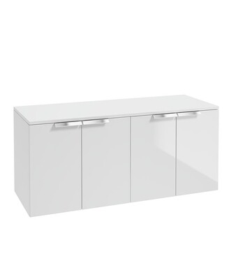 SONAS STOCKHOLM 120cm Four Door Gloss White Countertop Vanity Unit - Brushed Chrome Handle