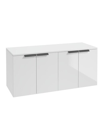SONAS STOCKHOLM 120cm Four Door Gloss White Countertop Vanity Unit - Matt Black Handle
