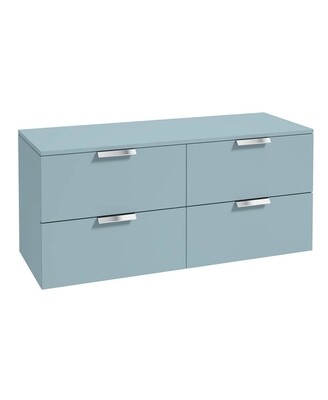 SONAS STOCKHOLM 120cm Four Drawer Matt Morning Sky Blue Countertop Vanity Unit - Brushed Chrome Handle