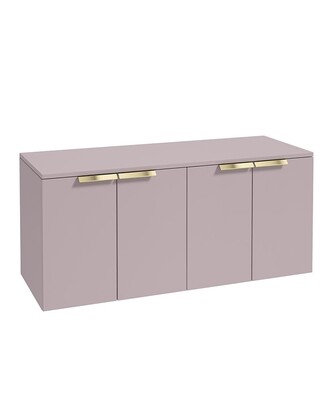 SONAS STOCKHOLM 120cm Four Door Matt Cashmere Pink Countertop Vanity Unit - Brushed Gold Handle