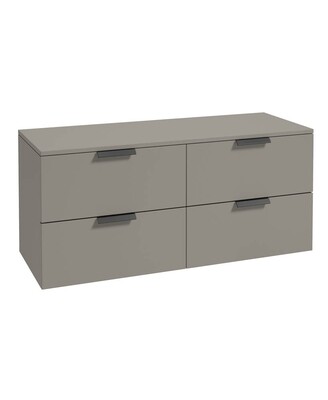 SONAS STOCKHOLM 120cm Four Drawer Matt Khaki Countertop Vanity Unit - Matt Black Handle