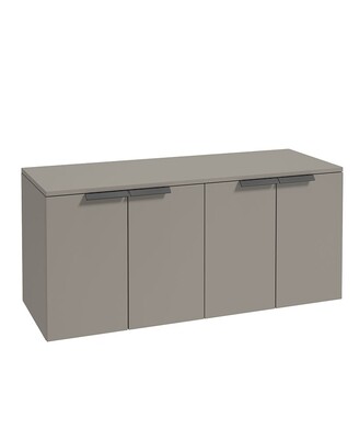 SONAS STOCKHOLM 120cm Four Door Matt Khaki Countertop Vanity Unit - Matt Black Handle