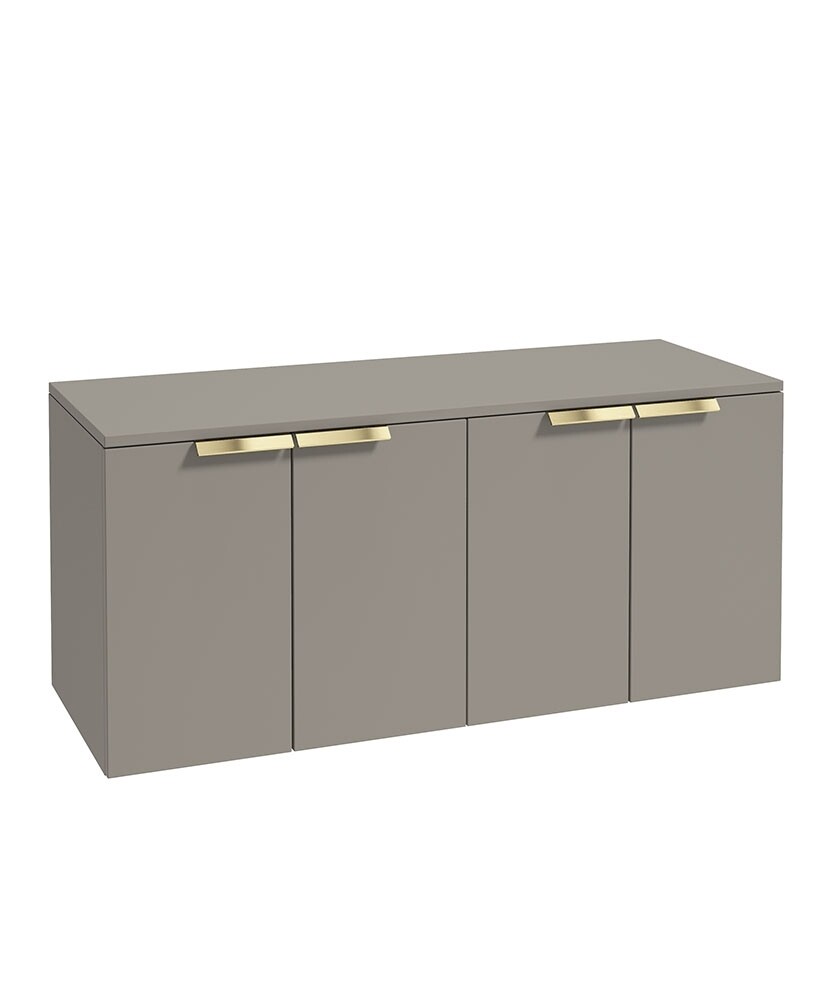 SONAS STOCKHOLM 120cm Four Door Matt Khaki Countertop Vanity Unit - Brushed Gold Handle