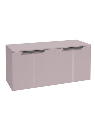 SONAS STOCKHOLM 120cm Four Door Matt Cashmere Pink Countertop Vanity Unit - Matt Black Handle