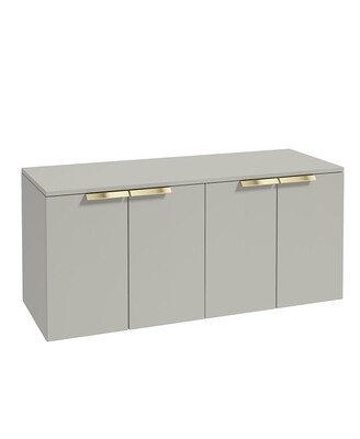SONAS STOCKHOLM 120cm Four Door Matt Arctic Grey Countertop Vanity Unit - Brushed Gold Handle