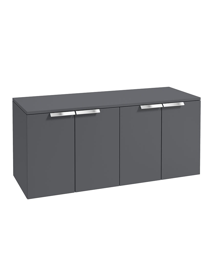 SONAS STOCKHOLM 120cm Four Door Matt Midnight Grey Countertop Vanity Unit - Brushed Chrome Handle