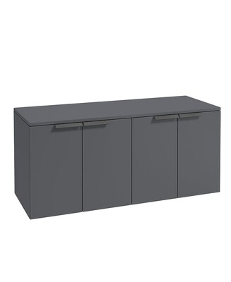 SONAS STOCKHOLM 120cm Four Door Matt Midnight Grey Countertop Vanity Unit - Matt Black Handle