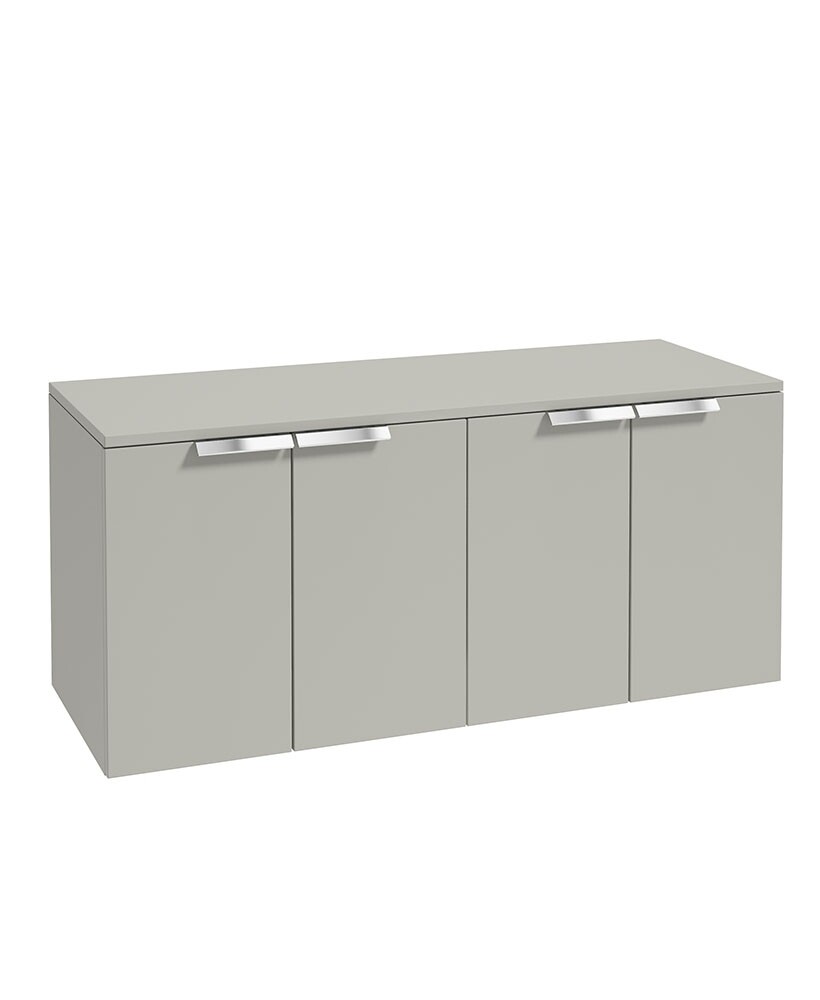 SONAS STOCKHOLM 120cm Four Door Matt Arctic Grey Countertop Vanity Unit - Brushed Chrome Handle