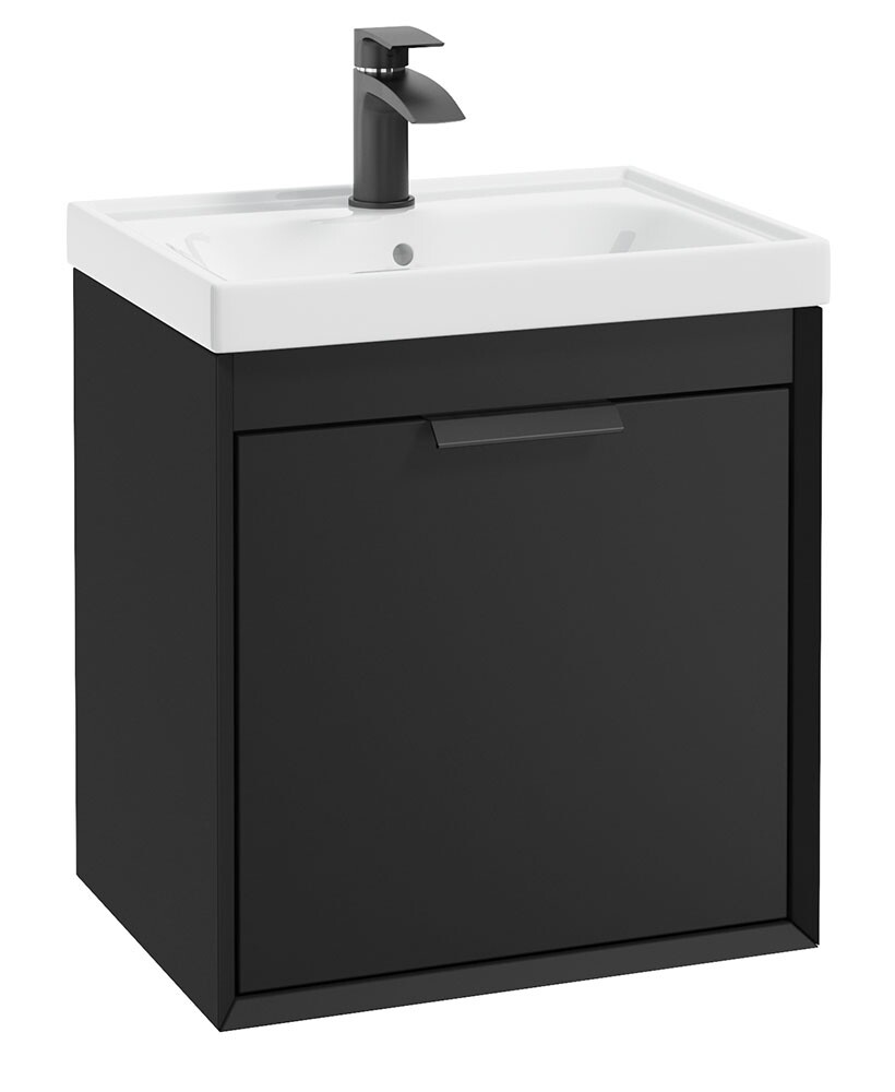 SONAS FJORD 50cm Matt Black Wall Hung Vanity Unit-Matt Black Handle