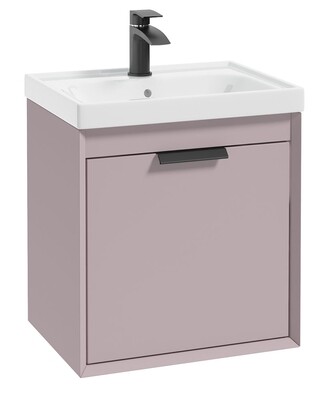 SONAS FJORD 50cm Matt Cashmere Pink Wall Hung Vanity Unit-Matt Black Handle